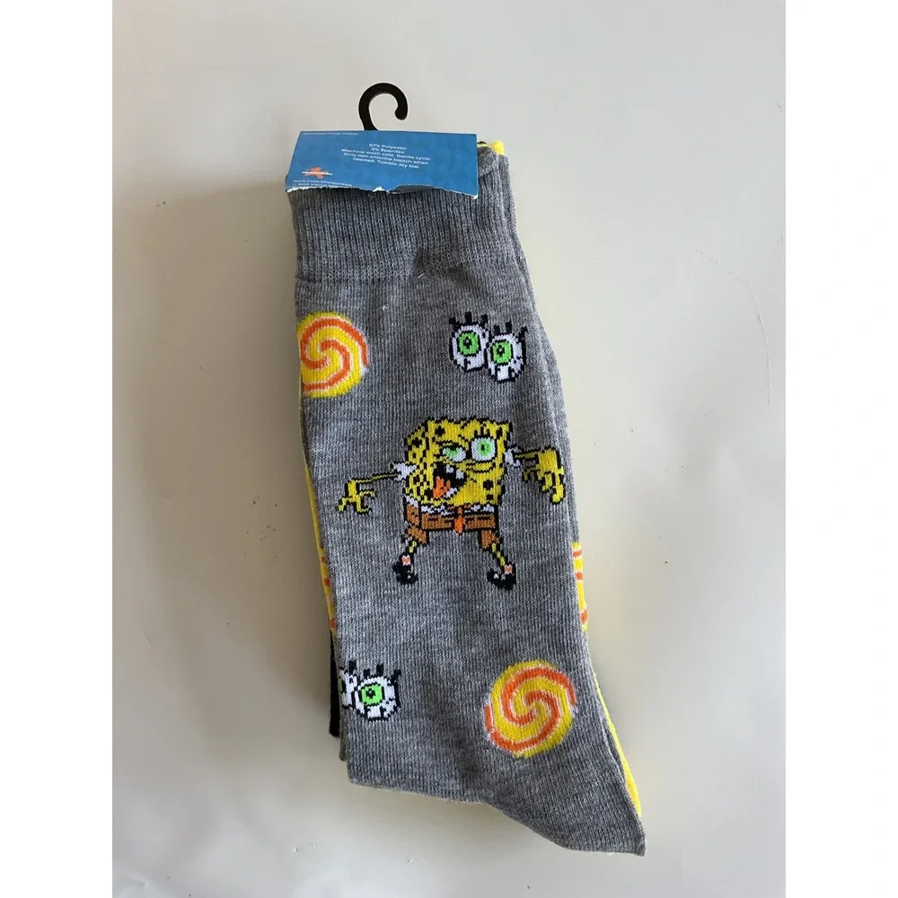 Nickelodeon SpongeBob SquarePants 3 Pack Crew Socks Shoe Size 6-12 Halloween New